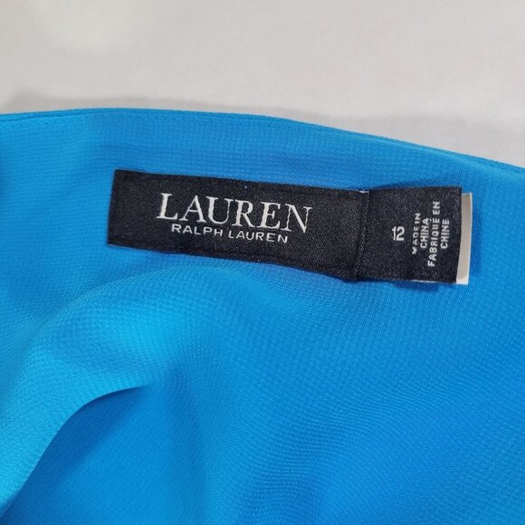 Lauren Ralph Lauren One-Shoulder Blue Dress Size 12 - Picture 3 of 10